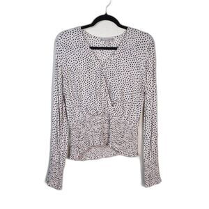 Chelsea 28 Light Pink and Black Surplice Blouse‎ EUC Sz M Spring Summer Feminine